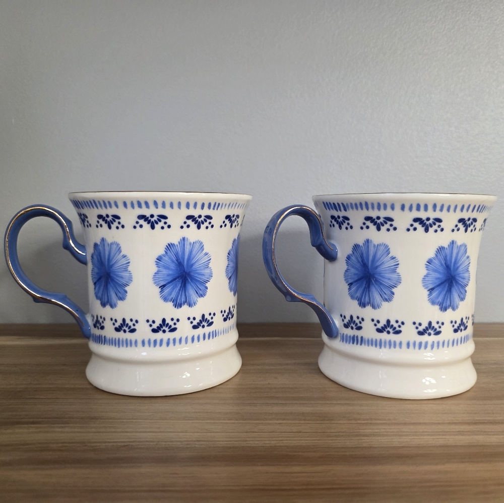 Charming Blue Floral Mugs